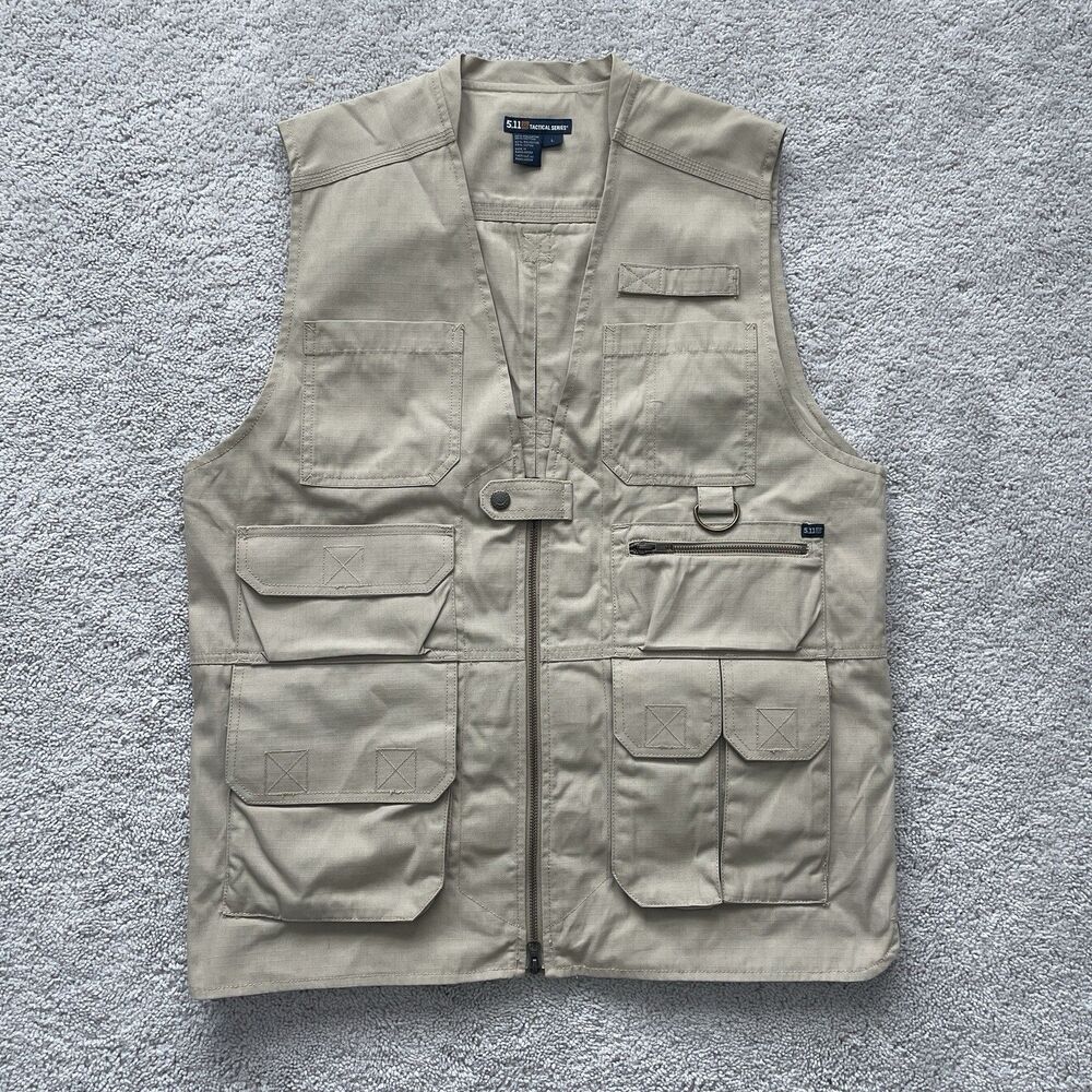 511 Vest Tactical Series 80008 HuntCargo Pockets Utility Ripstop Men Large Khaki